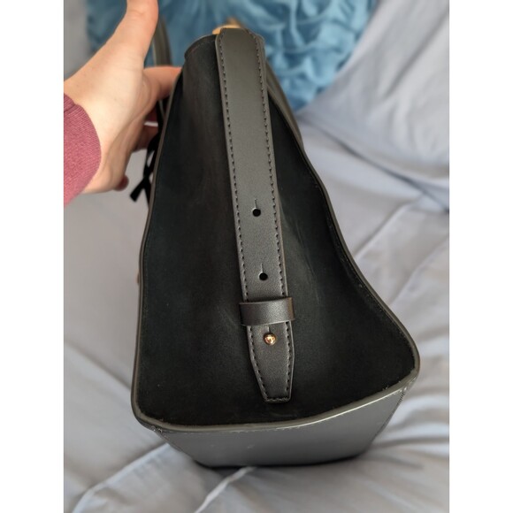 Michael Kors Large Avril Leather Satchel Crossbody Bag Black Suede & Leather - Picture 7 of 8